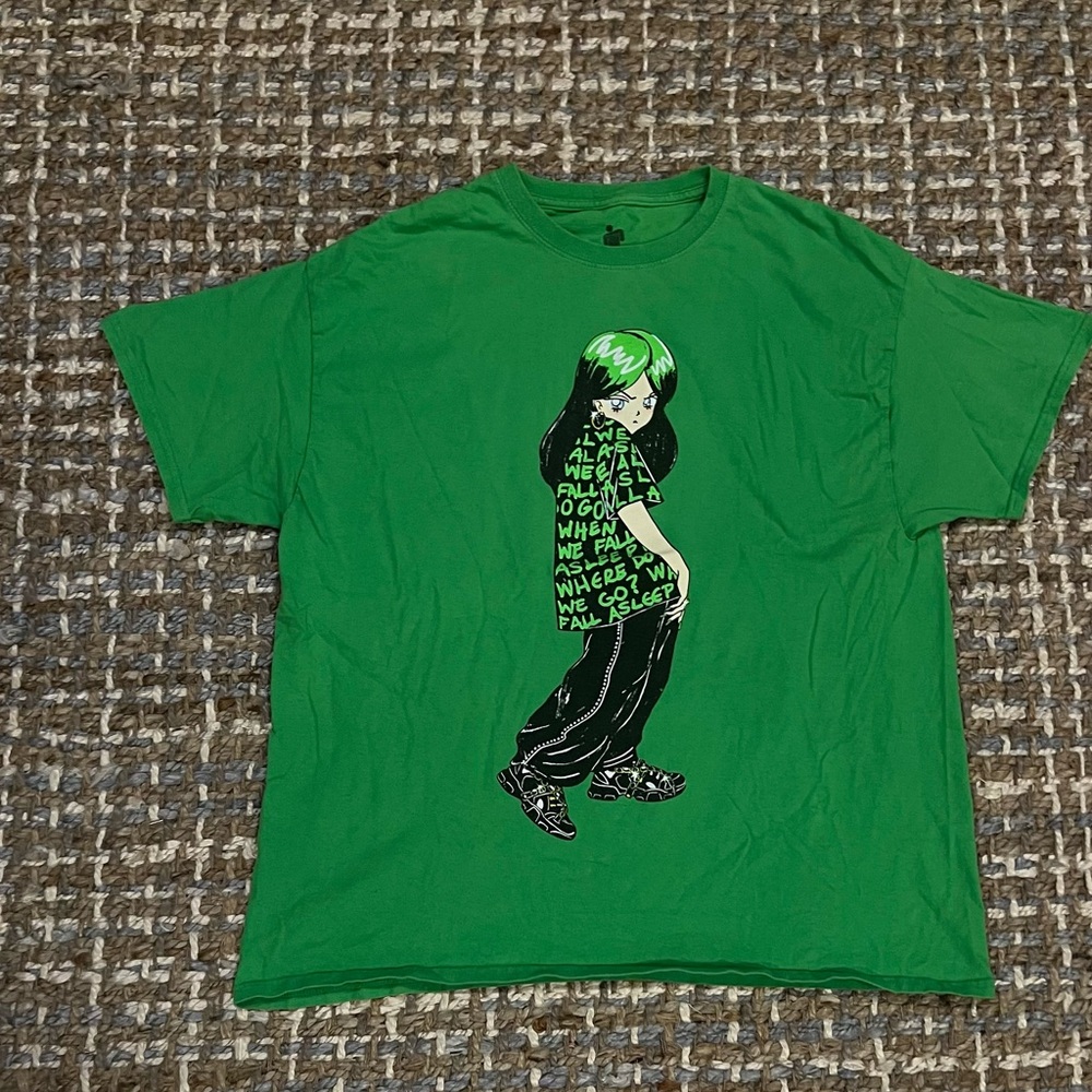 Billie Eilish merch. Size medium, neon green, baggy T.